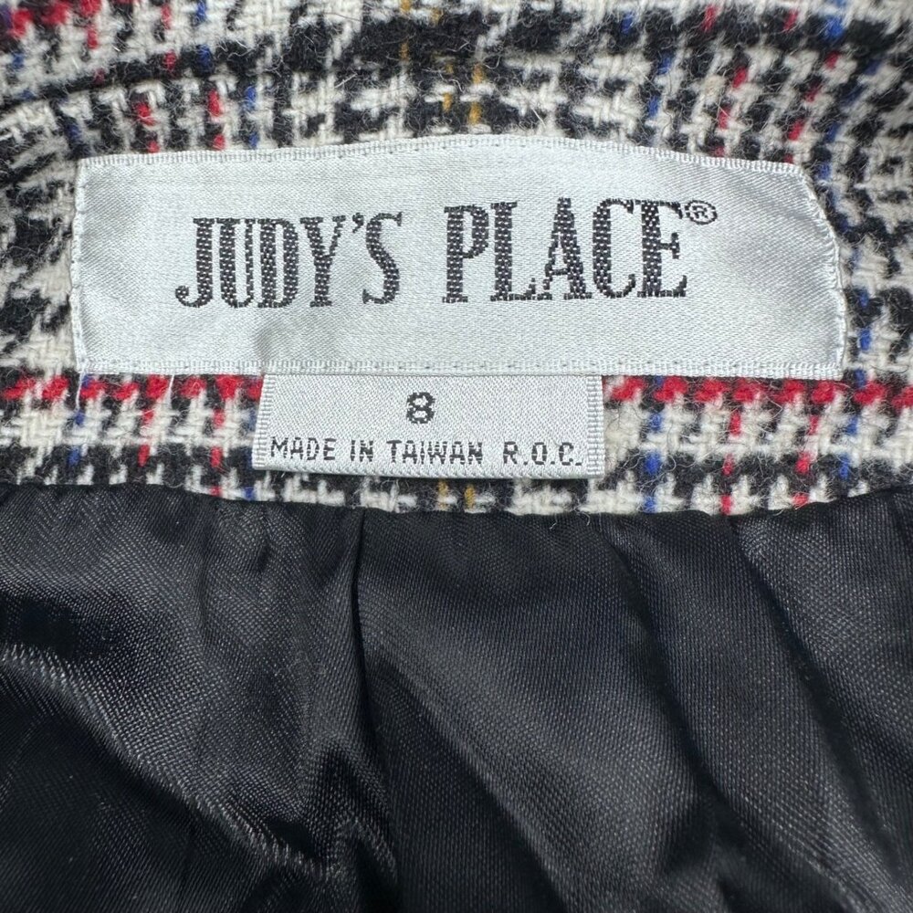 Vintage Plaid Double Breasted Blazer Suit Jacket Size 8 Judys Place Taiwan 80s - Picture 4 of 6